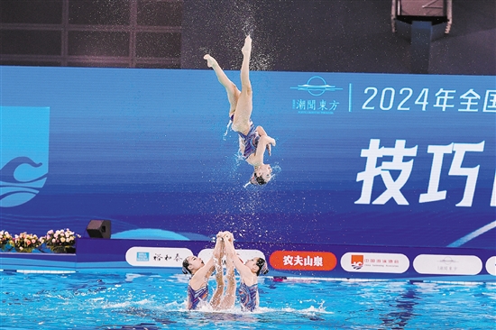 2024年全國花樣游泳錦標(biāo)賽在江門完美收官。圖為運(yùn)動(dòng)員比賽精彩瞬間。
