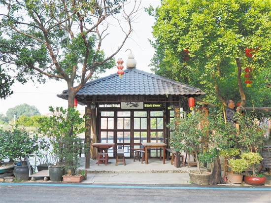 雙橋橫海村民黃錫堯打造的“美麗庭院”——“逍遙島”。