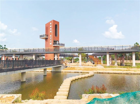 開平市以入選全國水系連通及水美鄉(xiāng)村建設(shè)縣為契機(jī)，完善水經(jīng)濟(jì)場景建設(shè)。圖為水美鄉(xiāng)村（塘口舊圩節(jié)點）項目。