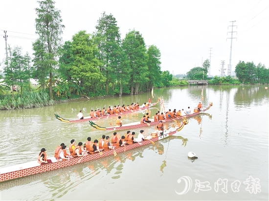 江海區(qū)組織新市民參加龍舟體驗活動。