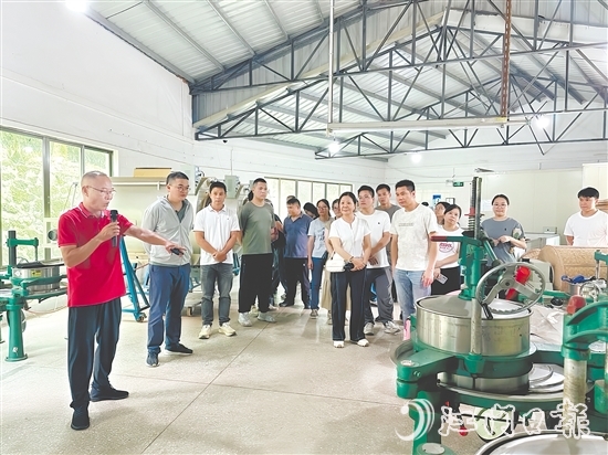 參訓(xùn)人員了解制茶關(guān)鍵環(huán)節(jié)。