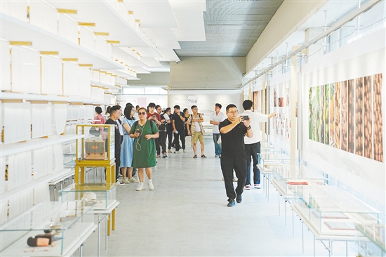 旅游行業(yè)代表們實地考察東甲原枝陳皮文化館。