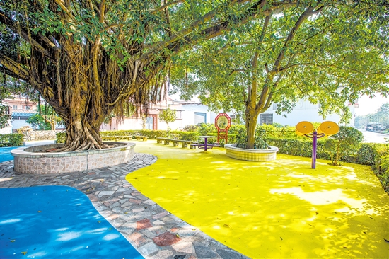 鶴山推動(dòng)村居小公園環(huán)境整治，為群眾提供舒適的生活環(huán)境。圖為位于桃源鎮(zhèn)的一處口袋公園。