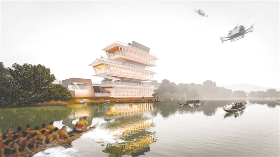 古勞“云龍競(jìng)渡”科技文旅中心項(xiàng)目效果圖。