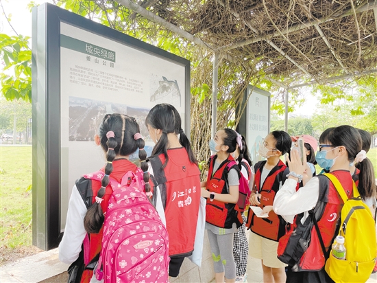 小記者們邊走邊看，感受江海城市品質(zhì)提升。